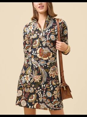 Spartina Half-Zip Dress Guerard Estate Bird Sz S Multicolor Likenew Condition